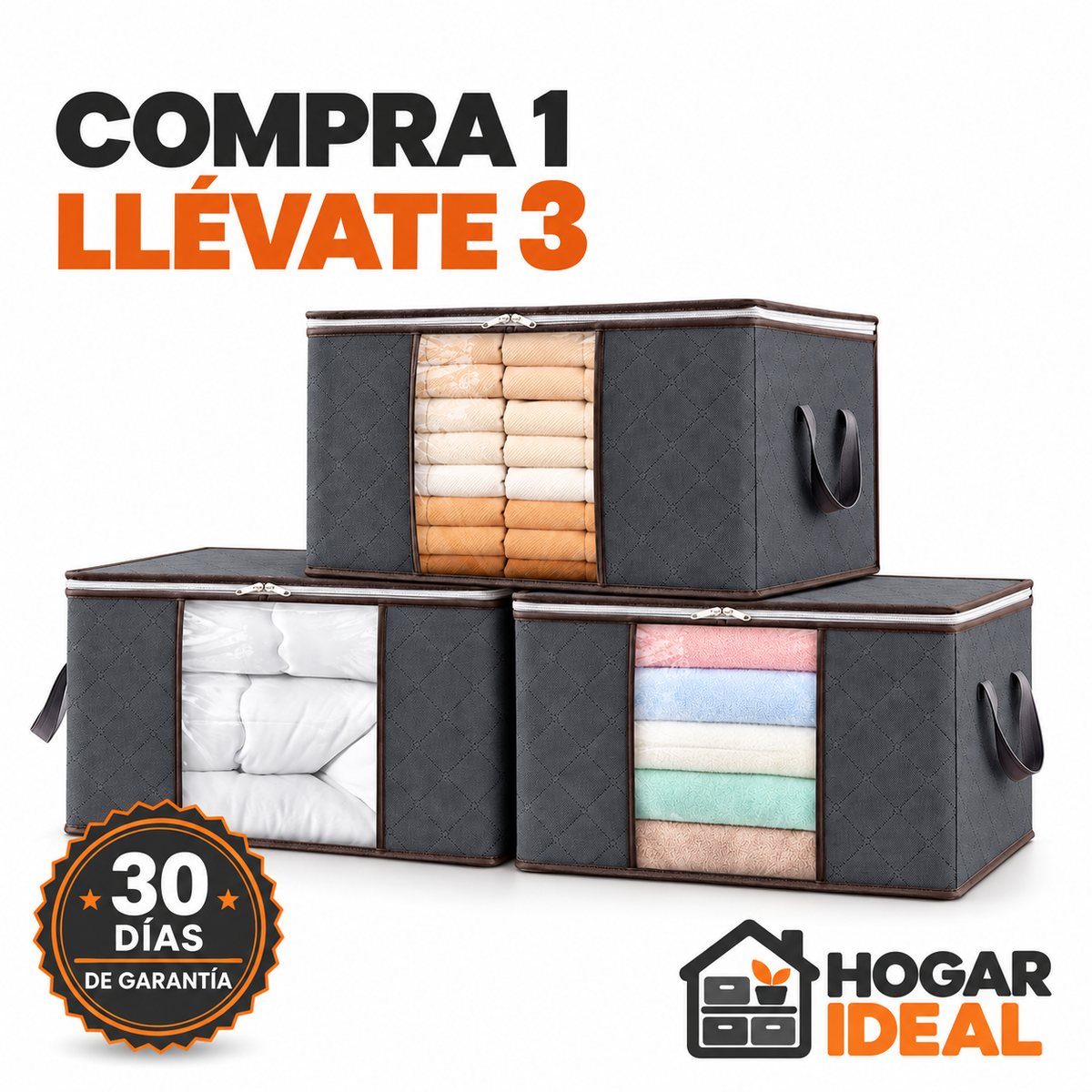 Bolsas organizadoras plegables para ropa y edredones – 90 L
