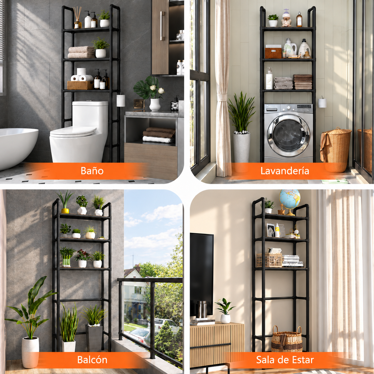 Estante Organizador Vertical para Baño de 3 Niveles – Fácil de Armar