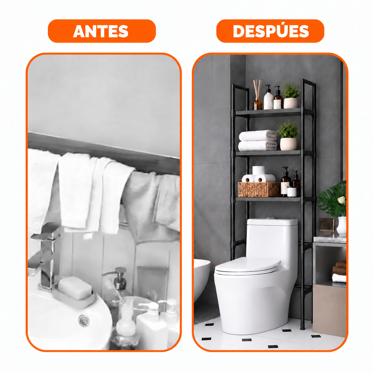 Estante Organizador Vertical para Baño de 3 Niveles – Fácil de Armar