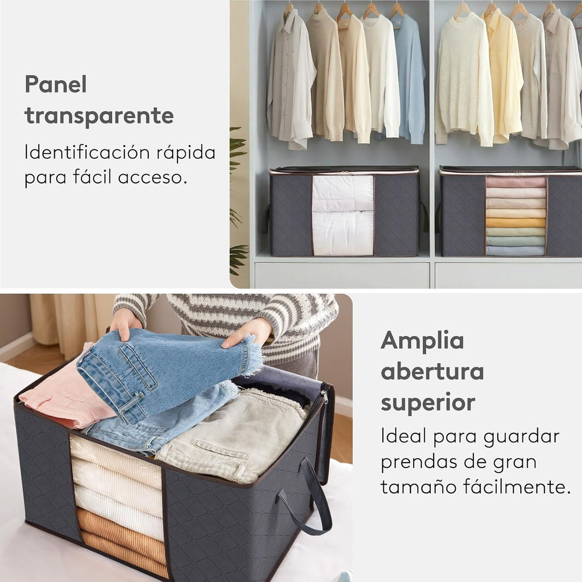 Bolsas organizadoras plegables para ropa y edredones – 90 L
